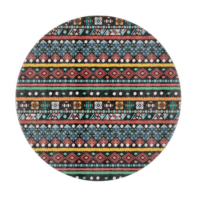 Planche À Découper Boho ethnique : impression de pixels géométriques (Devant)