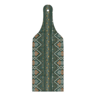 Planche À Découper Boho Green et Terracotta Brown Motif tribal