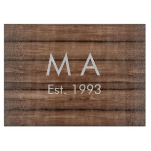 Planche À Découper boho rustique Brown ajouter nom lettre année date