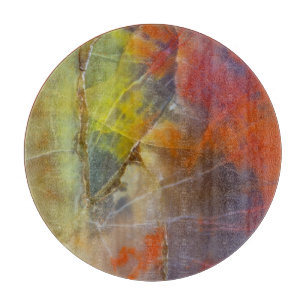Planche À Découper Bois pétrifié aux couleurs de l'arc-en-ciel