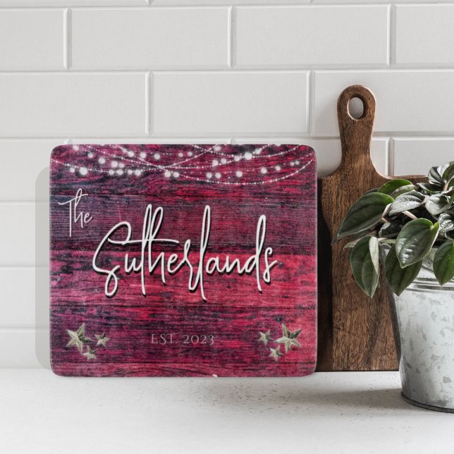 Planche À Découper Bois rouge rustique sur mesure Année de création (Créateur téléchargé)