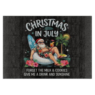 Planche À Découper Boisson de vacances de Noël en juillet de Santa