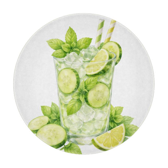 PLANCHE À DÉCOUPER BOISSON TROPICALE THÉMATIQUE CONCOMBRE & CITRON VE (Devant)