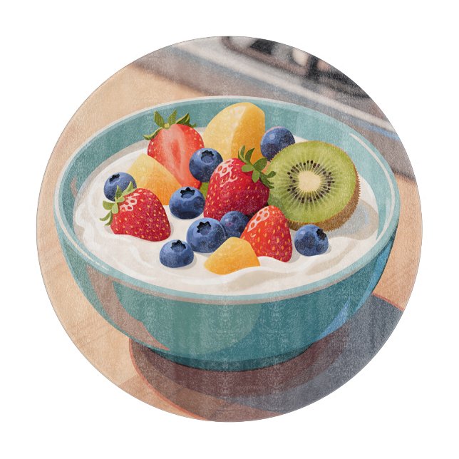Planche À Découper Bol de yaourt aux fruits frais (Devant)