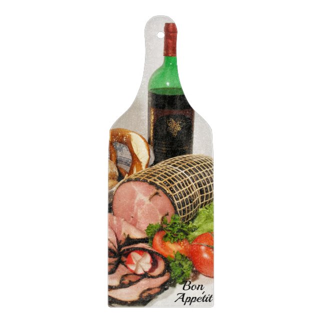 Planche À Découper Bon appétit Vin & Fromage Bon aliment Verre Paddle (Devant)