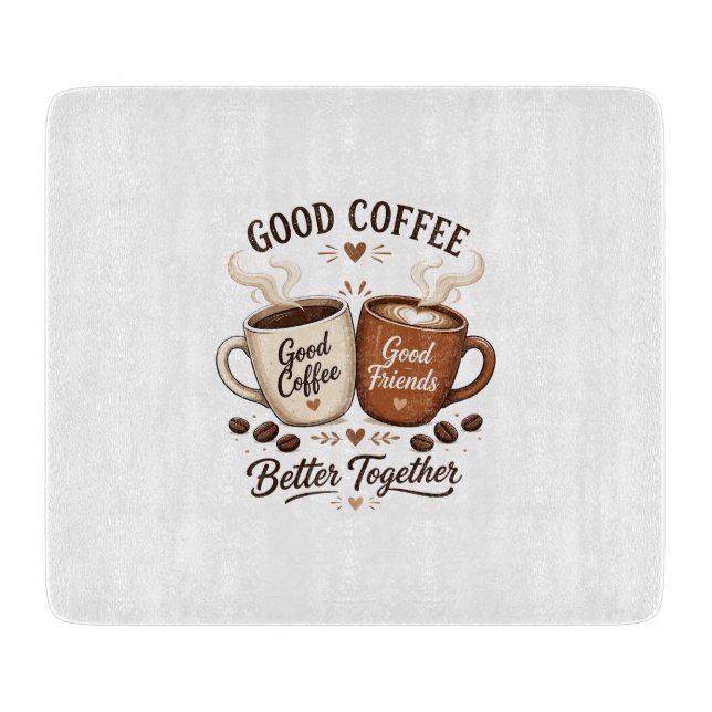 Planche À Découper Bon café, bons amis avec deux tasses à café (Devant)