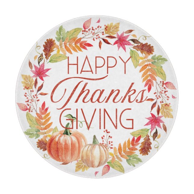 Planche À Découper Bon thanksgiving Floral Automne Wreath (Devant)