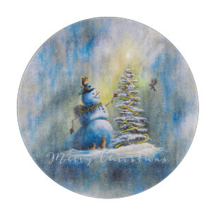 Planche À Découper Bonhomme de neige 12" Rond