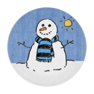 Planche À Découper Bonhomme de neige au soleil