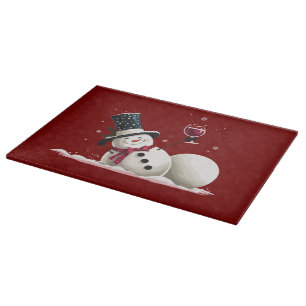 Planche À Découper Bonhomme de neige avec vin cadeau de Noël Xmas vac