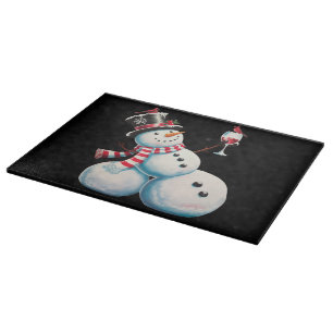 Planche À Découper Bonhomme de neige avec vin Noël Cadeau drôle de No