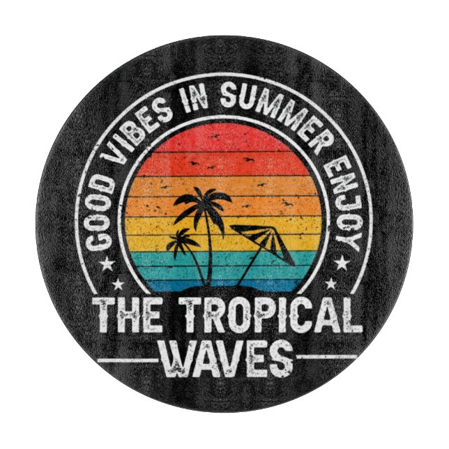 Planche À Découper Bonne ambiance estivale vagues tropicales (Devant)
