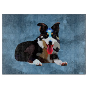 Planche À Découper Bordure Collie Chien Aquarelle Portrait