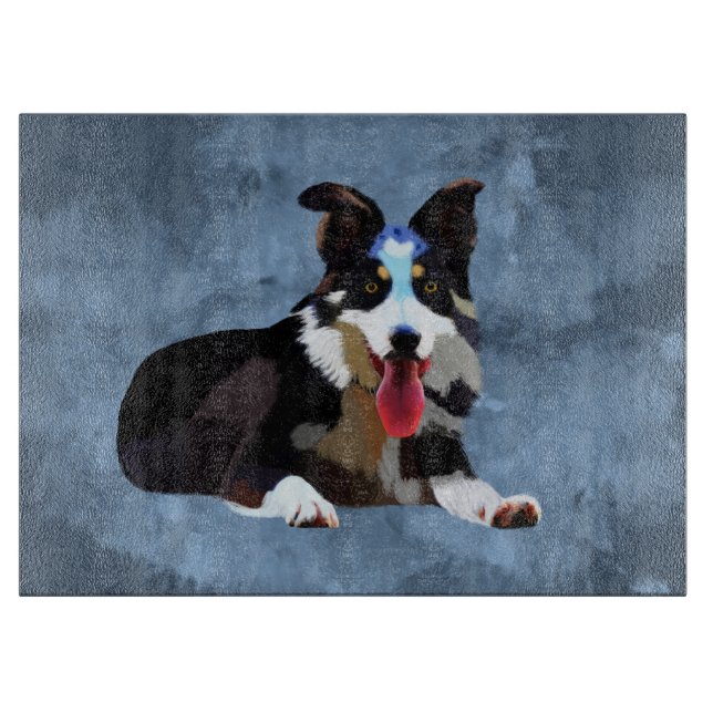 Planche À Découper Bordure Collie Chien Aquarelle Portrait (Devant)