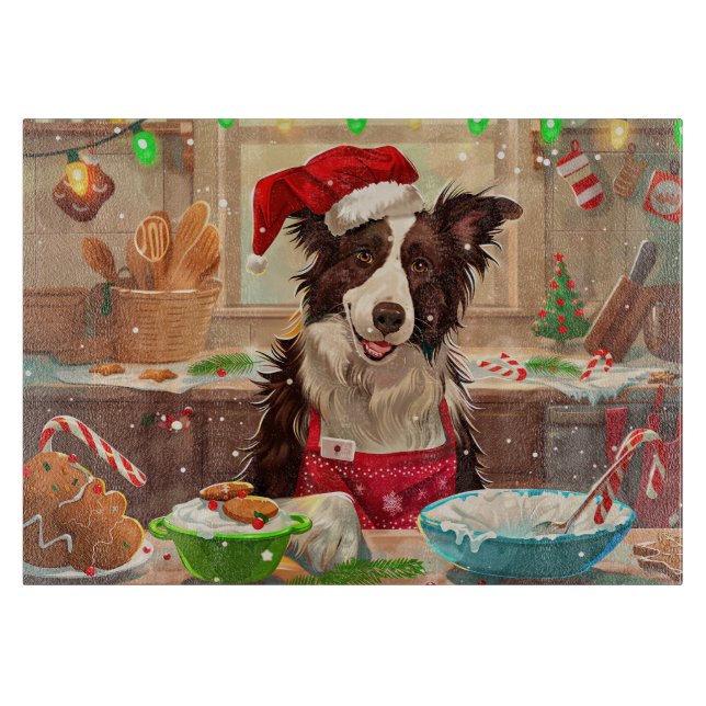 Planche À Découper Bordure Collie Gîtes : Noël festif (Devant)