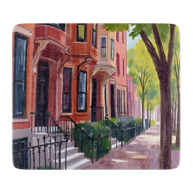 Planche À Découper Boston Été | Massachusetts Brownstones (Devant)