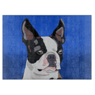 Planche À Découper Boston Terrier Peinture à l'huile de chien Portrai