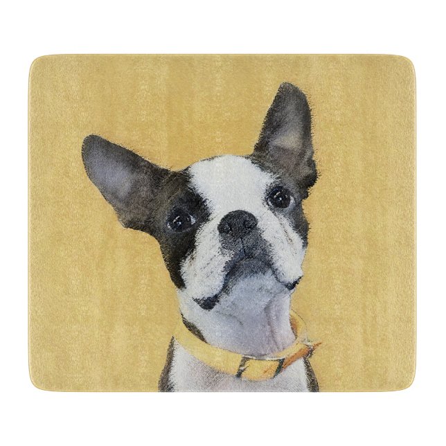 Planche À Découper Boston Terrier Peinture - Cute Original Chien Art (Devant)