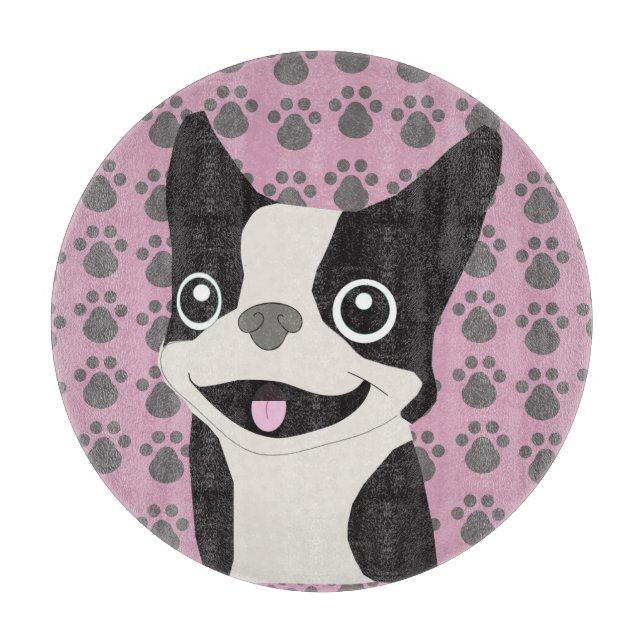 Planche À Découper Boston Terrier, Rose Poussiéreux (Devant)