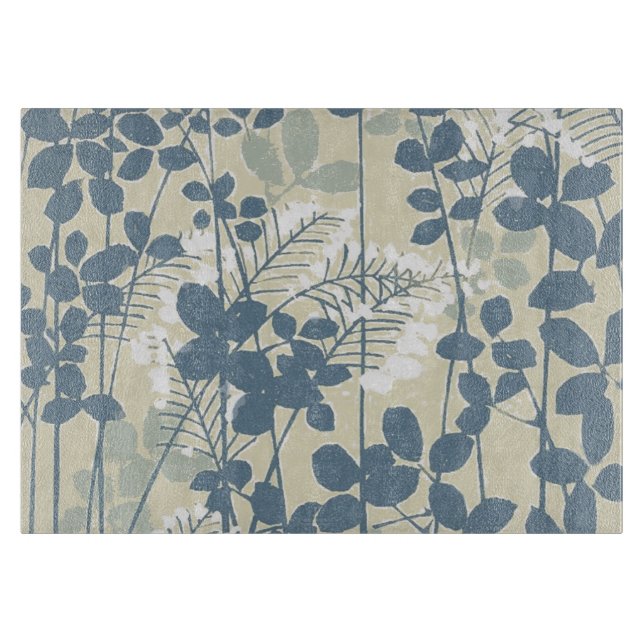 Planche À Découper Botanique Bleu Japonais Vintage : Fougère à Feuill (Devant)