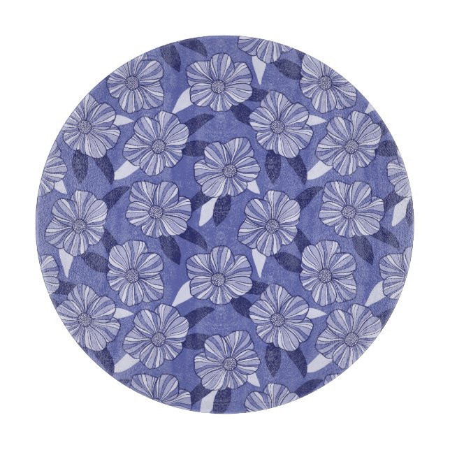 Planche À Découper Botanique Violet Floral Line Art (Devant)
