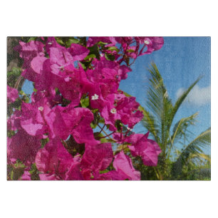 Planche À Découper Bougainvilliers et palmiers paysage tropical
