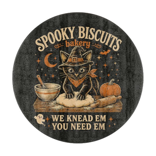Planche À Découper Boulangerie de biscuits effrayants Black Cat Hallo (Devant)