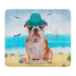 Planche À Découper Bouledogue anglais sur la plage