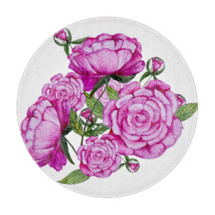Planche À Découper Bouquet coloré d'aquarelle de pivoines