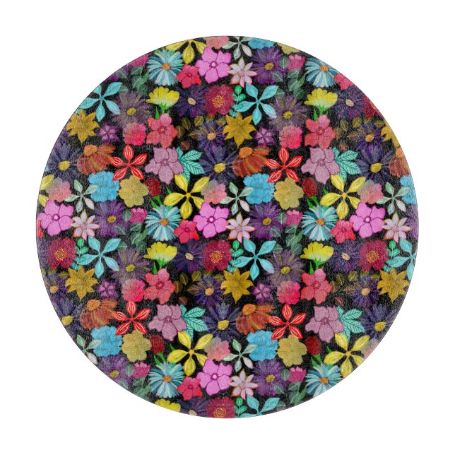 Planche À Découper Bouquet de fleurs botaniques et feuille (Devant)