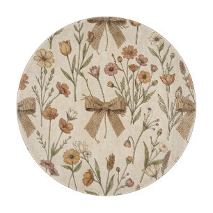Planche À Découper Bouquet de fleurs sauvages rustique avec noeuds en