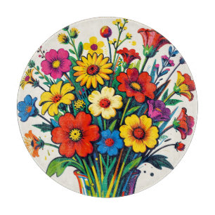 Planche À Découper Bouquet de fleurs sauvages vibrant Art populaire