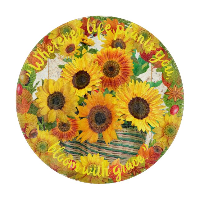 Planche À Découper Bouquet de paniers de tournesols fleurit avec grâc (Devant)