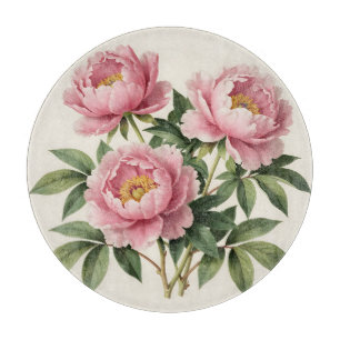 Planche À Découper Bouquet de pivoines roses Illustration botanique v