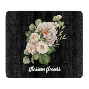 Planche À Découper Bouquet floral blanc élégant avec feuilles vertes
