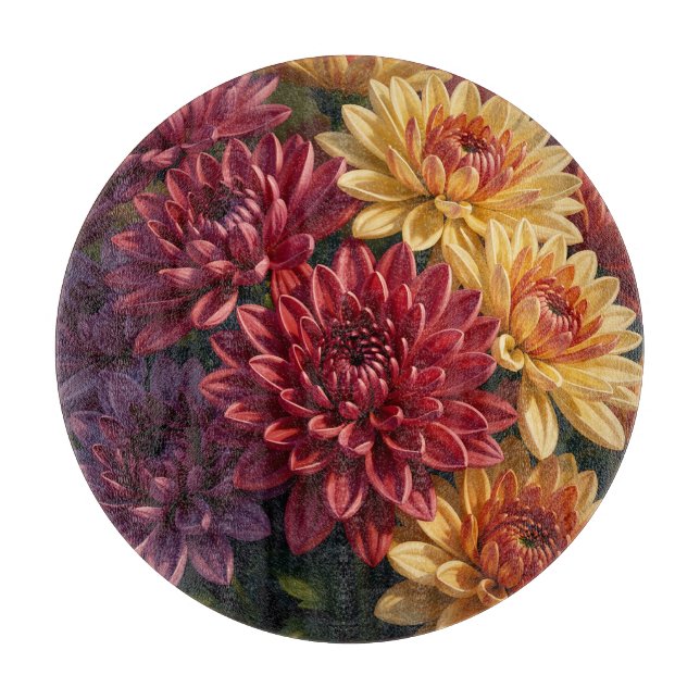 Planche À Découper Bouquet floral de dahlia vibrant  (Devant)