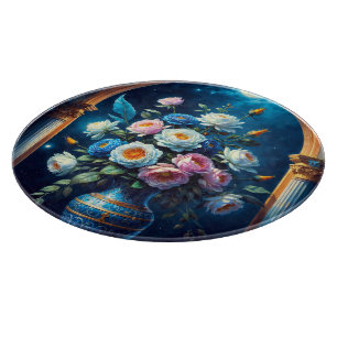 Planche À Découper Bouquet Floral Glorieux Sous Un Ciel Lune