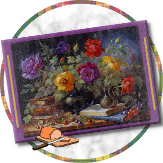 PLANCHE À DÉCOUPER - Bouquet floral sur une table