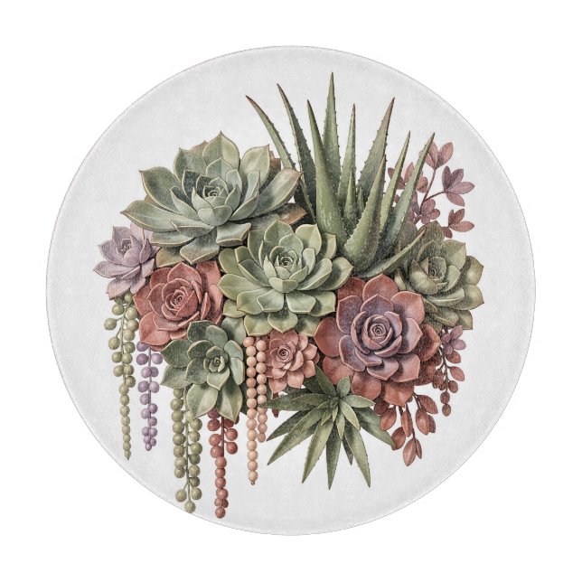 Planche À Découper Bouquet Succulent Vert Rose (Devant)