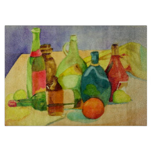 Planche À Découper Bouteilles aquarelles
