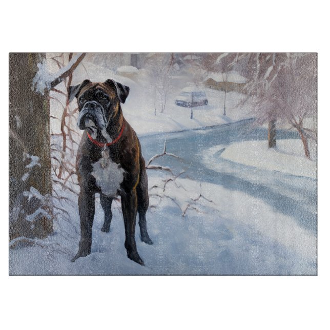 Planche À Découper Boxe Laisser Neige Noël (Devant)