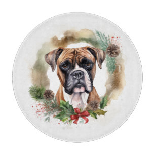 Planche À Découper Boxer Christmas Wreath Festive Pup