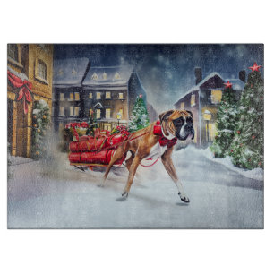 Planche À Découper Boxeur Saison des Fêtes de Noël