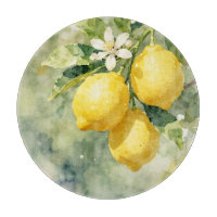 Branche de citron à l'aquarelle Botanique Été
