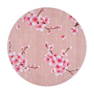 Planche À Découper Branches de fleurs de cerisier rose motif