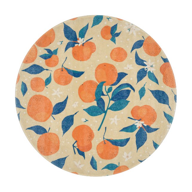 Planche À Découper Branches Oranges : Motif Arrière - plan beige (Devant)