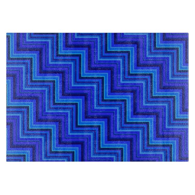 Planche À Découper Brayures bleues escaliers motif (Devant)