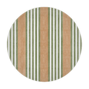 Planche À Découper Brayures vert olive et blanc motif avec bronze