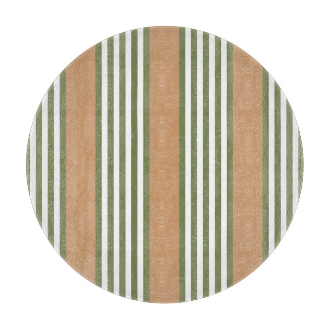 Planche À Découper Brayures vert olive et blanc motif avec bronze (Devant)