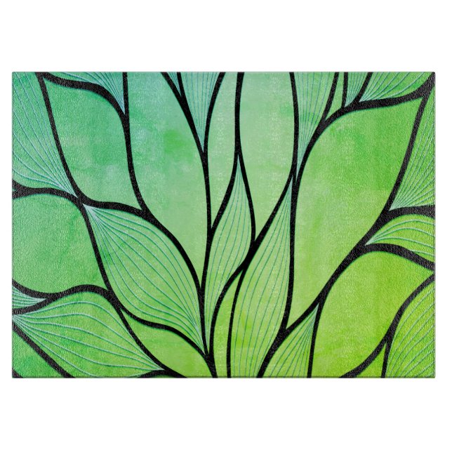 Planche À Découper Bright Green Hues Creative Leave Motif (Devant)
